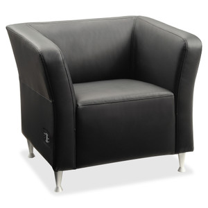 Lorell Lounge Chair,w/USB Ports,Leather,32-1/2"x28-1/4"x29-1/2",BK (LLR86916) View Product Image