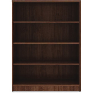 Lorell Laminate Bookcase - 4 Shelf(ves) - 48" Height x 36" Width x 12" Depth - Sturdy, Adjustable Feet, Adjustable Shelf, Square Corner - Thermofused Laminate (TFL) - Walnut Product Image 