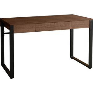 Lorell SOHO Desk with Center Drawer - 30" Height x 47" Width x 23.5" Depth - 1 - Band Edge - Finish: Walnut Product Image 