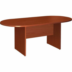Lorell Essentials Oval Conference Table - Cherry Oval Top - 72" Table Top Length x 70.88" Table Top Width x 35.38" Table Top Depth x 1.25" Table Top Thickness - 29.50" Height - Conferencing - Assembly Required Product Image 