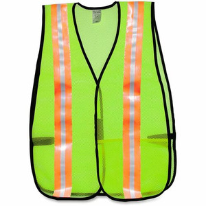 MCR Safety Mesh General Purpose Safety Vest - Visibility Protection - Mesh - Lime - Reflective Strip, Lightweight Product Image 