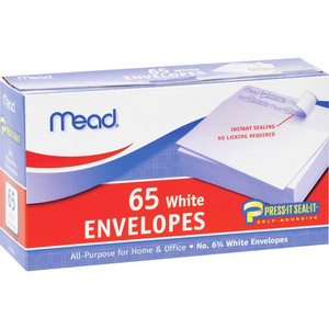 Mead Plain Envelopes, No 6.75, Self-Sealing, 65/BX, White (MEA75028) View Product Image