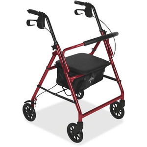 Medline Basic Steel Rollators, 6" Wheels, 350lbs Cap, Red (MIIMDS86850ES) View Product Image