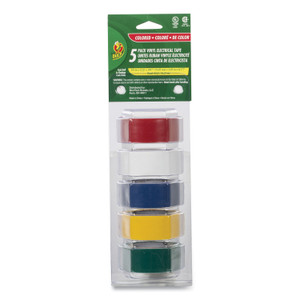 Duck Electrical Tape, 1" Core, 0.75" x 12 ft, Assorted Colors, 5/Pack (DUC280303) View Product Image