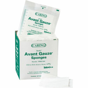 Medline Avant Sterile Gauze Sponges - 4 Ply - 4" Width x 4" Length - White Product Image 