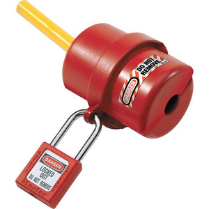 Master Lock Company Electrical Plug Lockout, Circular 240/120 Volt Plug, Red (MLK487) View Product Image