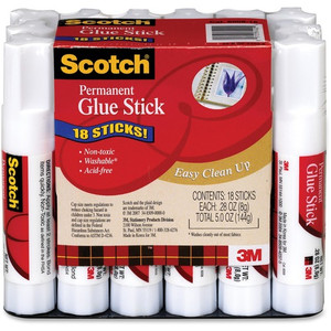3M Permanent Adhesive Glue Stick, .28 oz, White (MMM600818) View Product Image