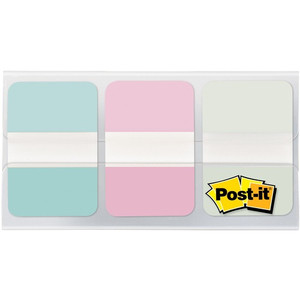 Post-it Durable Tabs - 12 Tab(s)/Set - 1" Tab Height x 1.50" Tab Width - Blue, Pink, Green Tab(s) - Removable Product Image 