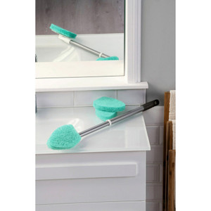3M Bath Scrubber, Nonscratch, w/2' Hvy-dty Handle, Blue/Silver (MMM549X4) View Product Image