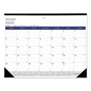 Blueline DuraGlobe Monthly Desk Pad Calendar, 22 x 17, White/Blue/Gray Sheets, Black Binding/Corners, 12-Month (Jan to Dec): 2024 View Product Image