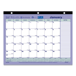 Brownline Monthly Desk Pad Calendar, 11 x 8.5, White/Blue/Green Sheets, Black Binding, 12-Month (Jan to Dec): 2024 View Product Image