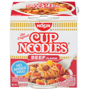 Nissin Noodles,Ramen,Beef,No MSG,Cup,2.5oz,12/CT (NSF23001) View Product Image