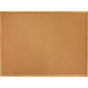 SKILCRAFT Cork Board, Vertical/Horizontal, 18"x24", Tan/Oak (NSN5679519) View Product Image