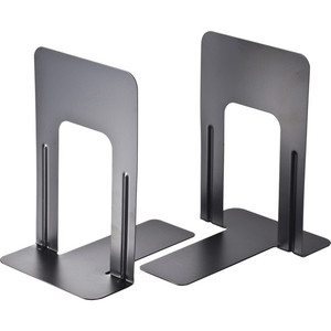 Officemate Nonskid Bookends - 9" Height x 5.87" Width x 8.18" Depth - Desktop - Non-skid Base, Chip Resistant, Non-slip, Scratch Resistant - Enamel - Black Product Image 