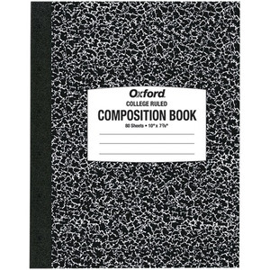 Oxford Tops College-ruled Composition Notebook - 80 Sheets - Stitched - 7 7/8" x 10" Sheet Size - White Paper - Black Marble Cover Product Image 