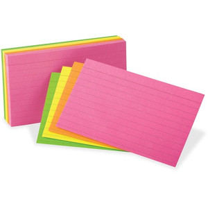 Oxford Ruled Index Cards, 3"x5", 300/PK, Neon AST (OXF81300) View Product Image