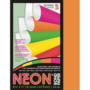 Pacon Neon Bond Paper - Orange - Letter - 8 1/2" x 11" - 24 lb Basis Weight - Sustainable Forestry Initiative (SFI) Product Image 