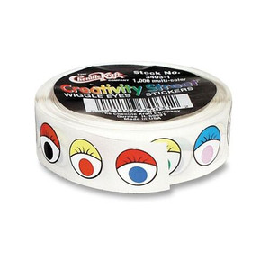 Pacon Eyes Stickers, Self-adhesive, 1/2" Dia, 1000/RL, Assorted (PAC340301) View Product Image