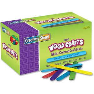 Pacon Craft Sticks, Wood, 4-1/2"x3/8", 1000/BX, Assorted (PAC377502) View Product Image