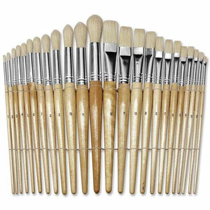 Creativity Street Preschool Brush Set - Wood Handle - Nickel Plated Ferrule Product Image 