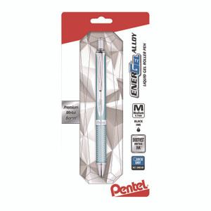 Pentel EnerGel Alloy RT Gel Pen, Retractable, Medium 0.7 mm, Black Ink, Blue/Aluminum Barrel View Product Image