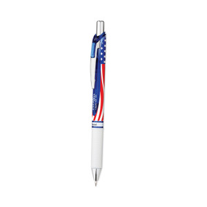 Pentel EnerGel RTX Stars and Stripes Gel Pen, Retractable, Medium 0.7 mm, Black Ink, Red/White/Blue Barrel, Dozen View Product Image