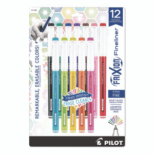 Pilot FriXion Fineliner Erasable Porous Point Pen, Stick, Fine 0.7 mm, Assorted Ink, Assorted Barrel, 12/Pack View Product Image