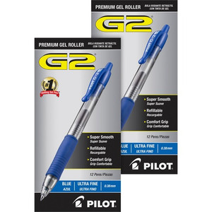 Pilot G2 Premium Gel Roller Retractable Pens - 0.38 mm Ultra Fine Pen Point - Refillable - Retractable - Blue Ink - Gel-based - (PIL31278BD) Product Image 