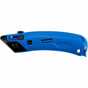 Safety First System Pacific EZ4 Self-retractable Guarded Safety Cutter - Self-retractable, Safety Guard, Spring-loaded Blade, Finger Guard, Durable, Lightweight, Ergonomic Handle - Plastic - Black, Blue Product Image 