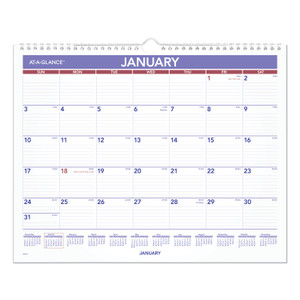 AT-A-GLANCE Monthly Wall Calendar, 15 x 12, White/Red/Blue Sheets, 12-Month (Jan to Dec): 2024 View Product Image