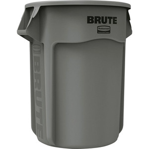Rubbermaid Commercial Brute 55-Gallon Vented Containers - 55 gal Capacity - Round - Handle, Heavy Duty, Reinforced, UV Coated, Damage Resistant, Fade Resistant - 33" Height x 26.4" Diameter - Gray Product Image 