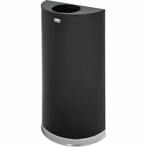 Rubbermaid Commercial 12 Gallon Half Round Steel Receptacle - 12 gal Capacity - Semicircular - 7" Opening Diameter - 32" Height x 18" Width x 9" Depth - Steel Product Image 
