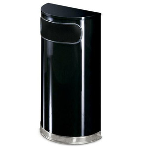 Rubbermaid Commercial Black/Chrome Half Round Receptacle (RCPSO820PLBK) View Product Image