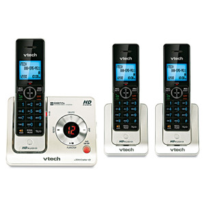 VTech LS6425-3 DECT 6.0 Expandable Cordless Phone with Answering System and Caller ID/Call Waiting, Silver with 2 Handsets - 1 x Phone Line - (VTELS64253) Product Image 