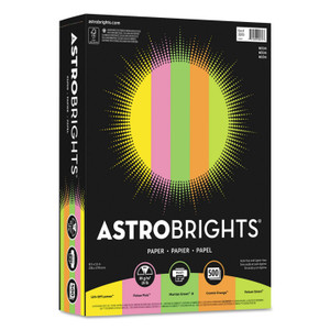 Astrobrights Color Paper - "Neon" Assortment, 24 lb Bond Weight, 8.5 x 11, Assorted Neon Colors, 500/Ream (WAU20270) View Product Image