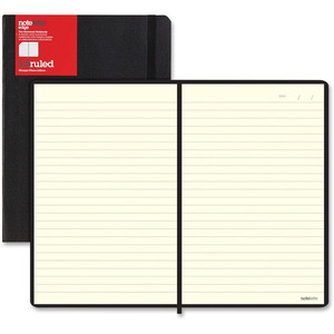 Letts of London L5 Ruled Notebook - Sewn x 9" Width x 6" Length - Black Cover - Elastic Closure, Flexible Cover, Pocket Product Image 