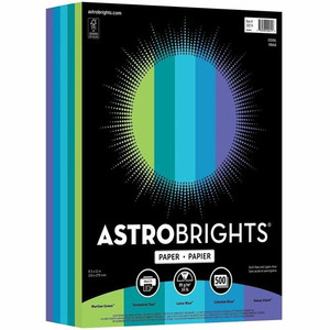 Astrobrights Color Copy Paper - "Cool" , 5 Assorted Colours - Letter - 8 1/2" x 11" - 24 lb Basis Weight - Acid-free, Lignin-free Product Image 