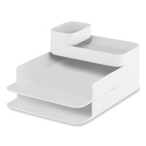 Safco Plastic Stacking Desktop Sorter Set, 4 Sections, 10" x 12.25" x 6.25", White, Ships in 1-3 Business Days (SAF3285WH) View Product Image