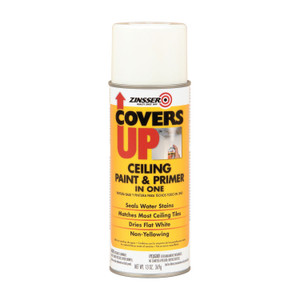 Zinsser Covers Up Ceiling Paint and Primer, Interior, Flat White, 13 oz Aerosol Can, 6/Carton View Product Image