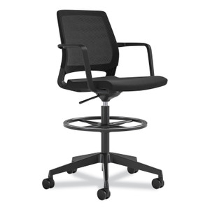 Safco Medina Extended-Height Chair, Supports Up to 275 lb, 23" to 33" Seat Height, Black Seat, Black Back, Black Base View Product Image