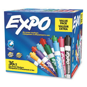 EXPO Low Odor Dry Erase Vibrant Color Markers, Broad Chisel Tip, Assorted Colors, 36/Pack (SAN2135174) View Product Image