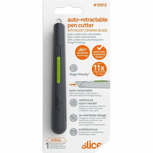 Slice Pen Cutter Auto-Retractable - 0.7" Height x 0.7" Width x 5.3" Length - Retractable, Anti-magnetic, Rust Resistant - Ceramic Product Image 