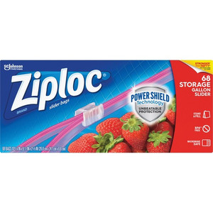 Ziploc Gallon Storage Slider Bags - Large Size - 2.63" Length x 10.56" Width x 9.50" Depth - Sliding Closure - Blue - Food, Supplies Product Image 