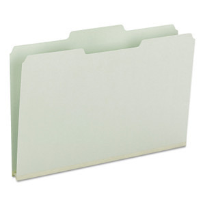 Smead Expanding Recycled Heavy Pressboard Folders, 1/3-Cut Tabs: Assorted, Legal Size, 1" Expansion, Gray-Green, 25/Box View Product Image