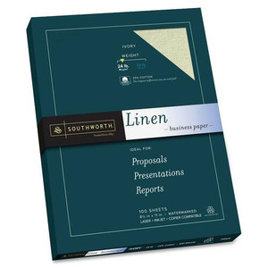 Southworth Linen Paper, 24 lb., 8-1/2"x11", 100 Sheets/BX, Ivory (SOUP564CK) View Product Image