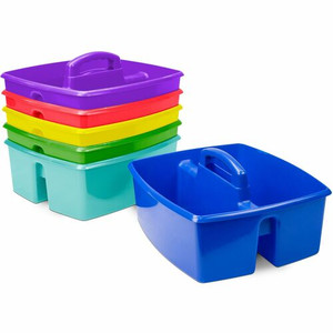 Storex Large Storage Caddy - External Dimensions: 13.2" Length x 11.2" Width x 10.8" Height - Stackable - Plastic - Assorted Bright - For Paint, Marker, Pen Product Image 