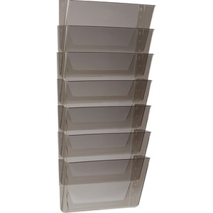 Storex Stacking Wall Pocket Set - 7" Height x 4" Width x 13" Length - Stackable - Smoke - Plastic Product Image 