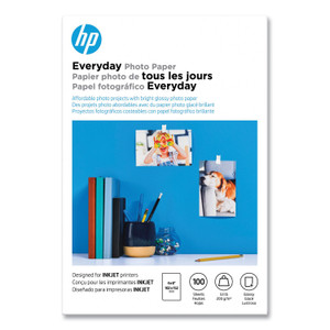 HP Everyday Glossy Photo Paper, 8 mil, 4 x 6, Glossy White, 100/Pack (HEWCR759A) View Product Image