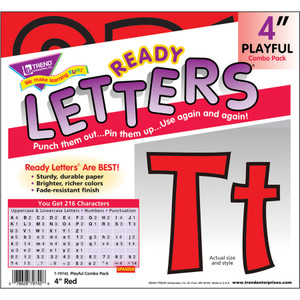 Trend Enterprises Pin-up Ready Letters, 4", Pre-punched, Red (TEP79742) View Product Image