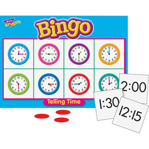 Trend Enterprises Bingo Telling Time Game, 3-36 Players, 36 Cards/Mats (TEP6072) View Product Image